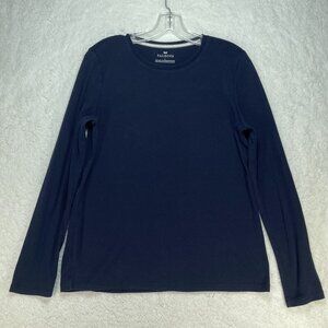 Talbots T-Shirt Womens Size Large Blue Long Sleeve Pima Cotton Stretch